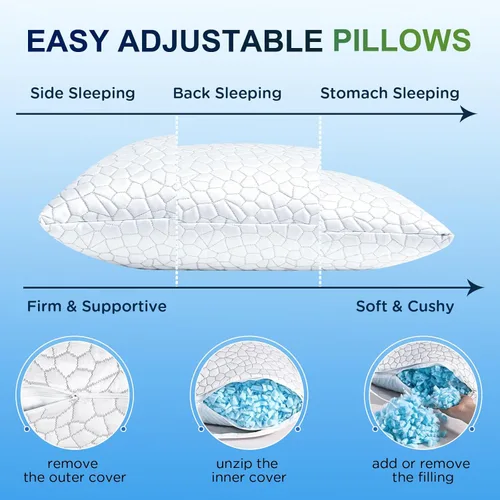 Miniatura 3 de SUPA MODERN Almohada refrescante de tamaño estándar, 1 paquete, almohadas de espuma viscoelástica trituradas CertiPUR-US, almohadas de cama frescas
