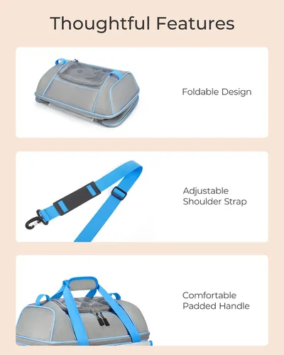 Miniatura 6 de Transportador expandible para perros y gatos: transportador de mascotas de lados suaves aprobado por aerolíneas, grande, pequeño, mediano, plegable