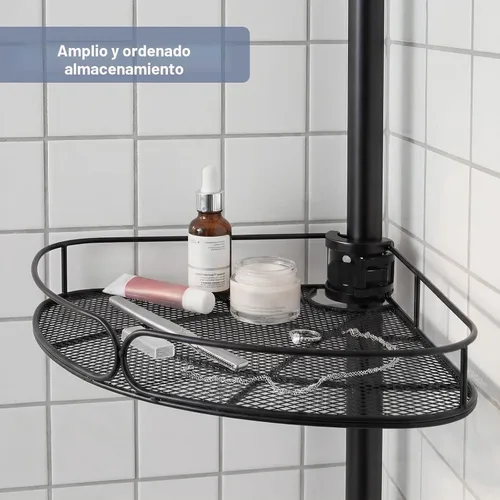 Miniatura 6 de Organizador de ducha de pie, organizador de baño de altura ajustable de 4 niveles, poste de 6 secciones, estante de pie resistente para ducha, sin