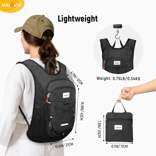 Miniatura 4 de HALOVIE Mochila de Senderismo Plegable de 15L Bolsillo para Teléfono Mochila de Día de Viaje Ligera para el Hombro con Correa para el Pecho Mochila