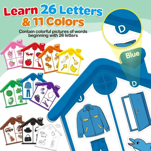 Miniatura 2 de Torlam Juguetes magnéticos de clasificación de color, juegos del alfabeto, aprendizaje de letras ABC, forma de color, a juego, imanes de nevera