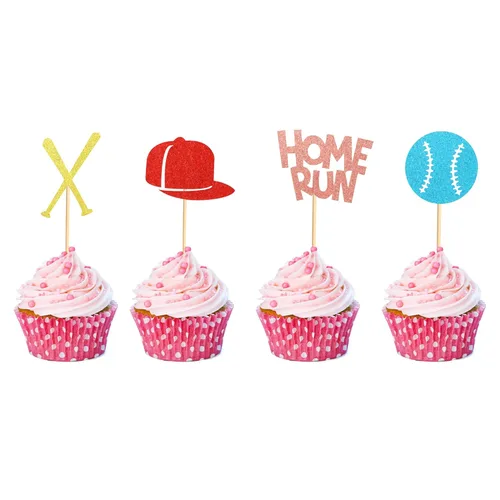 Miniatura 9 de 24 piezas de decoración para cupcakes de béisbol, jugadores de béisbol, temática deportiva, para baby shower, fiesta de cumpleaños, suministros