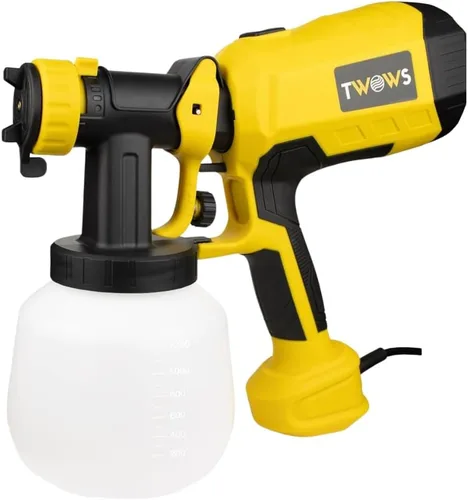 Miniatura 8 de TWOWS, Pulverizador de pintura, 600 W, pistola de pintura HVLP, con contenedor de 40.6 fl oz, taza de limpieza y viscosidad, 4 boquillas de cobre