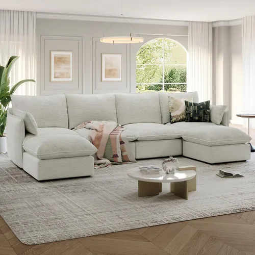 Miniatura 13 de Cloud - Sofá modular modular con relleno de plumón, sofá biplaza con respaldo alto y otomana, moderno sofá modular con funda extraíble, gris oscuro