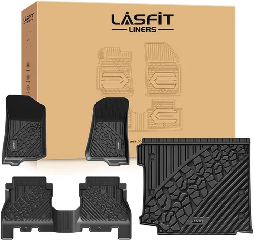 Miniatura 14 de LASFIT Alfombrillas de Piso para Jeep Grand Cherokee L 2021-2025 (SOLO para 6 Asientos Sin Consola Central) Revestimientos de Piso de Automóvil