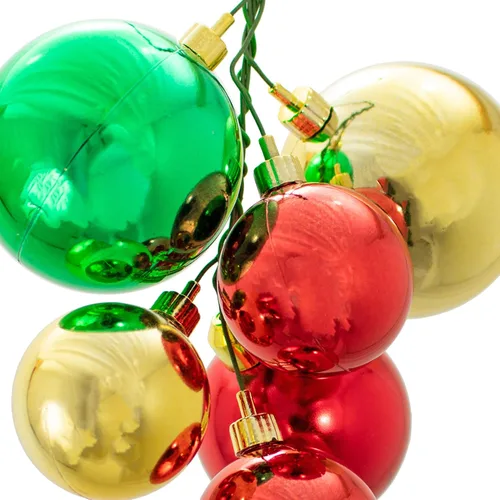 Miniatura 5 de Clásicos racimos de bolas de Navidad con adornos rojos, dorados y verdes, 6 juegos por caja