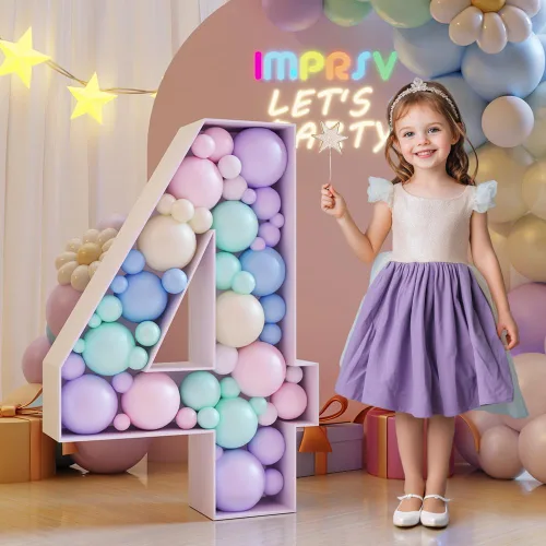 imprsv Números de Mosaico de 3 Pies para Globos, Números de Carpa, Marco de Números para Globos, Decoraciones para Cumpleaños de 4, 24 y 40 Años,