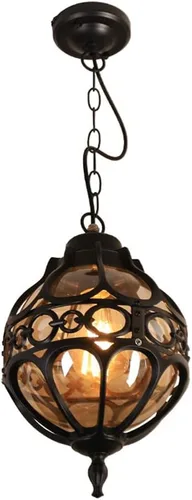Lámpara colgante retro para exterior industrial vintage impermeable para techo lámpara colgante de vidrio con pantalla esférica lámpara de aluminio