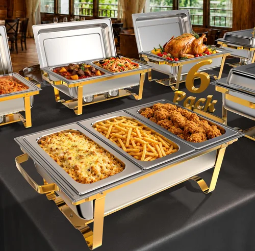 Miniatura 11 de Juego de Platos de Roce Amhier para Buffet 4 Piezas, Juego de Platos de Roce para Buffet de 9 Cuartos de Galón con Combo de Diferentes Bandejas