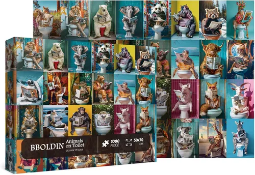 Miniatura 2 de Rompecabezas de animales divertidos de 1000 piezas para adultos, rompecabezas coloridos de perro, caballo, león, rompecabezas de elefante, panda