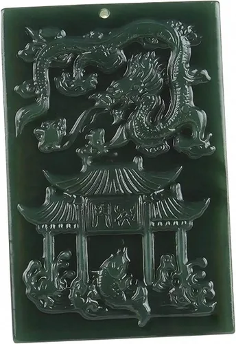 Miniatura 10 de China Natural Hetian Green Jade Nefrita Tallado Fengshui Zodiaco Dragón Bestia Colgante Amuleto Dragón 3#