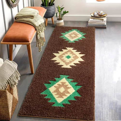 Miniatura 11 de DEXDE Alfombras de Baño Bohemias Marroquíes Alfombra de Baño 20x32 Pulgadas - Tapete de Baño Geométrico Antideslizante, Beige Crema Lavable a