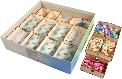 Miniatura 4 de The Broken Token Organizador de juegos compatible con Wingspan Oceania Expansion - Caja organizadora de juegos de madera con múltiples bandejas