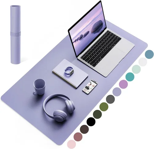 Miniatura 40 de YSAGi Almohadilla de escritorio de piel antideslizante, tapete impermeable para teclado de computadora portátil, protector de mesa y alfombrilla