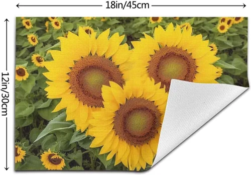 Miniatura 2 de Juego de 1 manteles individuales en forma de corazón de vinilo de PVC con forma de girasol, resistentes al calor, manteles individuales