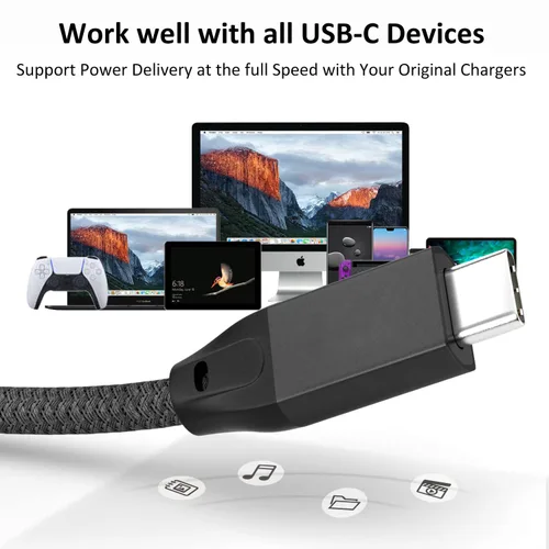 Miniatura 7 de UseBean Cable USB C a USB C de 100 W, 0.6 pies, USB 3.2 Gen 2X2 20 Gbps de transferencia de datos tipo C, cable de carga PD de carga rápida, cable