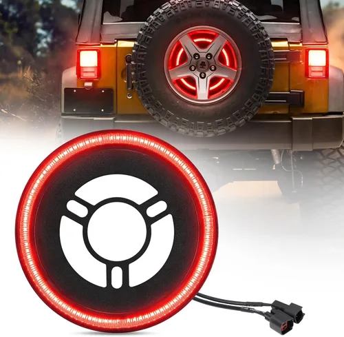 Miniatura 10 de SUPAREE Luz de freno de neumático de repuesto de 3 lados, luz LED de rueda de 400 PCS, tercera luz de freno Plug-N-Play que se ajusta para Jeep JL