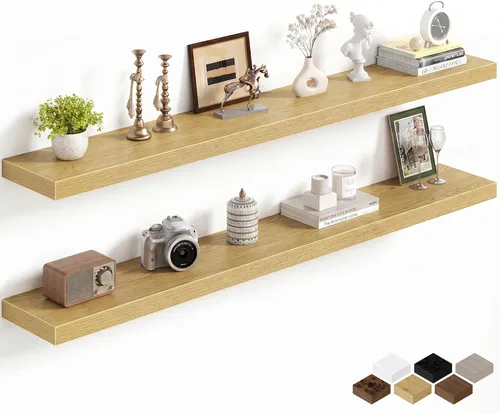Miniatura 53 de Fun Memories Estantes flotantes de 16 pulgadas para pared, estantes de 8 pulgadas de profundidad para baño, dormitorio, cocina, montaje en pared