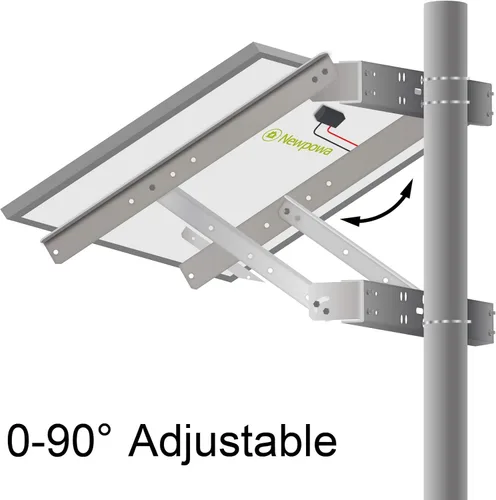 Miniatura 6 de Newpowa Panel solar universal de doble brazo con poste de soporte y soporte de montaje en pared, ángulo de inclinación de 0-90°, hasta 220W/30.31