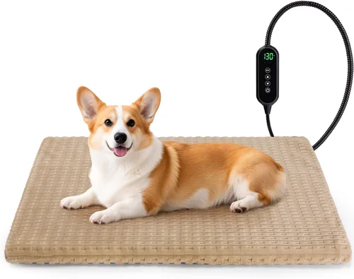 Miniatura 10 de Almohadilla térmica para gatos, cama climatizada impermeable para perros y gatos con temperatura y temporizador ajustables, alfombrilla eléctrica