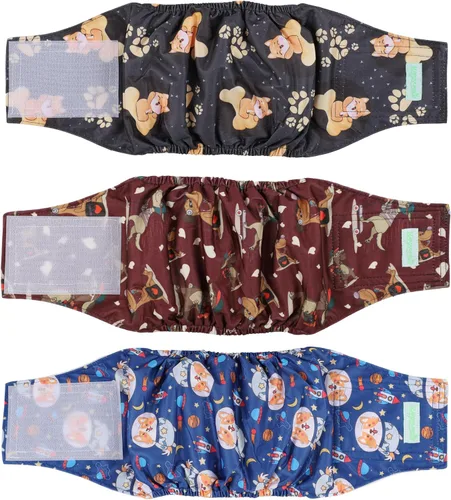 Miniatura 27 de wegreeco Pañales lavables para perros machos, paquete de 3 (ballena, talla L)