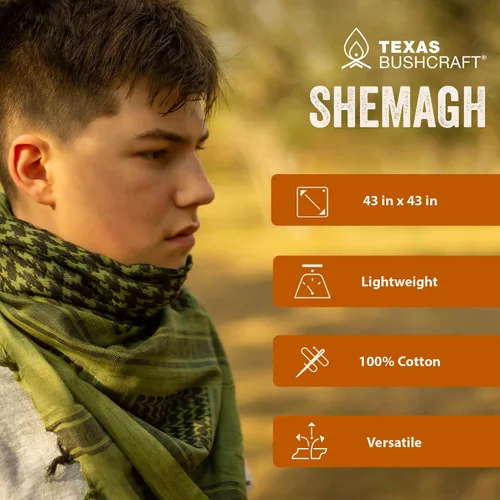 Miniatura 4 de Texas Bushcraft Tactical Shemagh - Auténtico Keffiyeh 100% algodón para tu equipo de camping, senderismo y mochilero