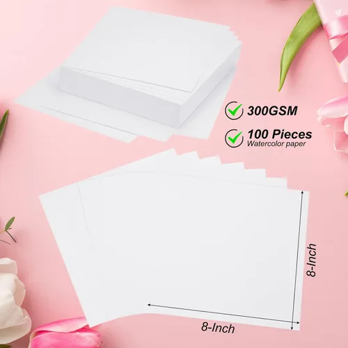 Miniatura 2 de PATIKIL 100 piezas de papel de acuarela de algodón puro de 140 lb/300 GSM, papel de pintura para colorear de agua, pintura de arte, acuarela