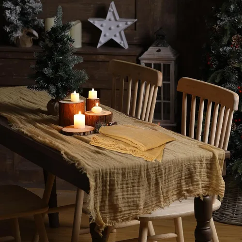 Miniatura 6 de Patelai 2 piezas Camino de Mesa Navideño de Natividad 47 x 70 pulgadas Camino de Mesa Rústico de Arpillera Accesorios de Escena de Natividad