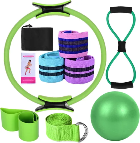 Miniatura 13 de Karlak Conjuntos de yoga para mujeres, equipo de pilates en casa, anillo mágico de pilates, bandas de botín para entrenamiento de glúteos, pelota