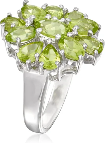 Miniatura 3 de Ross-Simons Anillo de racimo de peridoto de 5.00 qt t en plata de ley, Gema, Peridoto