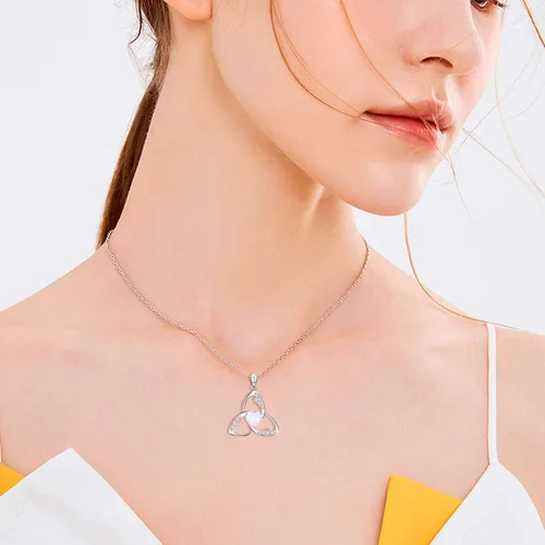 Miniatura 3 de JUSTKIDSTOY Collar celta de plata de ley 925 con nudo celta de la Trinidad de ópalo collar con colgante de ópalo de buena suerte regalos irlandeses