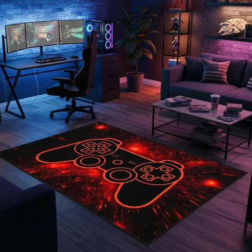 Miniatura 26 de Alfombras de Jugador para Dormitorio de Niños, Pintura de Dibujos Animados con Gamepad, Alfombra para el Hogar para Adolescentes, Decoración Genial