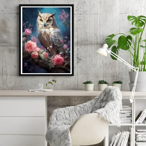 Miniatura 4 de Reofrey Kits de arte de diamantes de bricolaje para adultos búho, animal de taladro completo redondo con diamantes de imitación, lienzo bordado