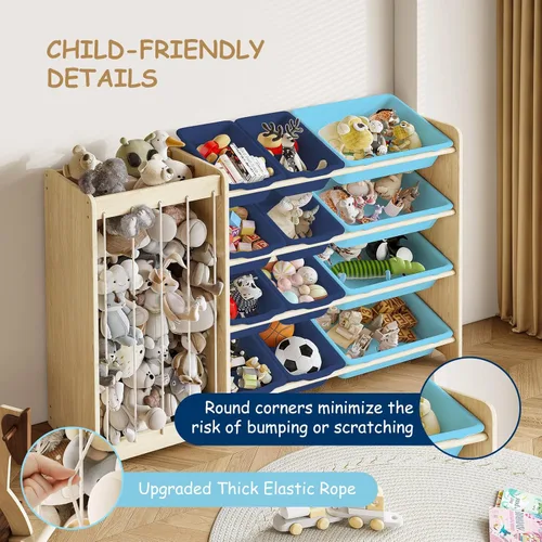Miniatura 4 de EXPERLAM Organizador de Almacenamiento de Juguetes para Niños, 2 en 1 Almacenamiento de Animales de Peluche y Organizador de Juguetes con 12