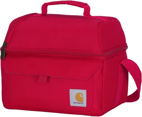 Miniatura 9 de Carhartt Lonchera con dos compartimentos para 12 latas, duradera, totalmente aislada, para mujeres y hombres, lonchera grande (negro)