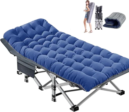 Miniatura 12 de DoCred Catre plegable XXL de gran tamaño con colchón, catre de dormir resistente, cama portátil para adultos al aire libre con bolsa de transporte