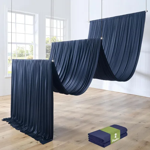 Miniatura 31 de 2 paneles de cortinas de techo beige de 5 x 30 pies para fiestas de boda – 30 pies extra largas de poliéster grueso sin arrugas, decoración