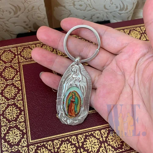 Miniatura 3 de Nuestra Señora de Guadalupe Bautismo Llavero Favores (12 PCS) Recuerdos De Mi Bautizo Primera Comunión Nuestra Virgen De Guadalupe Llaveros, plateado
