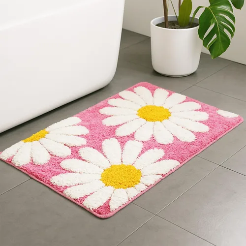 Miniatura 11 de Alfombra de baño de flores negras, alfombra de baño floral, bonita alfombra de baño de plantas, tapetes de baño de microfibra lavables para baño