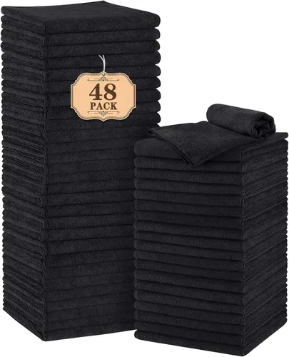 Miniatura 8 de Orighty Paquete de 12 toallas negras para salón, paquete de 12 (no a prueba de blanqueador, 16 x 29 pulgadas), toallas de microfibra súper suaves