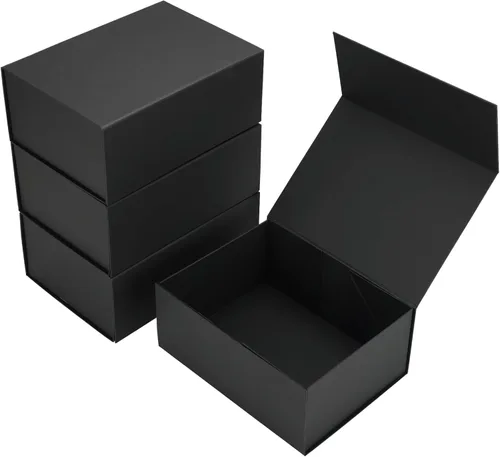 Miniatura 39 de Paquete de 4 Cajas de Regalo de 12x6x4 Pulgadas con Tapas de Cierre Magnético, Caja Negra Magnética para Boda, Propuesta de Padrinos y Damas