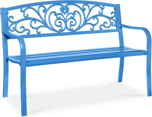 Miniatura 16 de Mejor Elección Productos 50 in patio parque banco de jardín patio marco de acero inoxidable muebles al aire porche silla, L, Negro