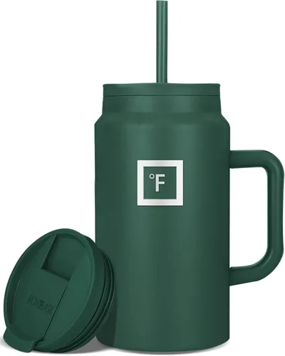 Miniatura 20 de IRON °FLASK Co-Pilot - Vaso aislante de 40 onzas con pajita y tapas abatibles - Botella con portavasos para bebidas frías o calientes - A prueba