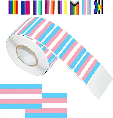 Miniatura 13 de LGBTQ - Calcomanías de orgullo, rectangulares de seis colores, arco iris, calcomanías autoadhesivas impermeables para desfiles y eventos