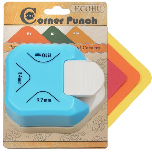 ECOHU - Perforadora de esquina redonda, cortador de esquina de 3 en 1 para manualidades de papel (R4 mm+R7 mm+R10 mm) para cortar diferentes