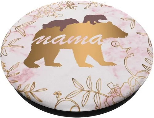 Miniatura 2 de Mama Bear Pop Socket 2 Cubs Marble Pink Gold Mothers Gifts - PopSockets Grip and Stand for Phones and Tablets