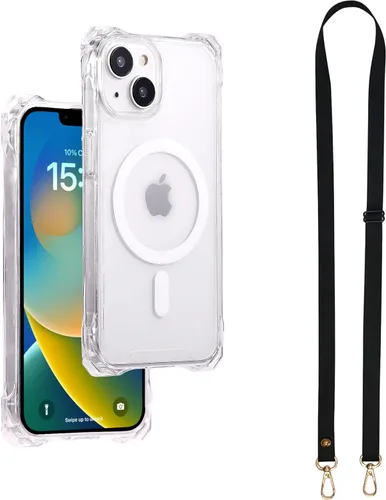 Miniatura 41 de Funda Magnética Cruzada para iPhone 17 Pro, Naranja, Marco Suave Magnético Transparente PC Trasero A Prueba de Golpes Funda Protectora para Teléfono