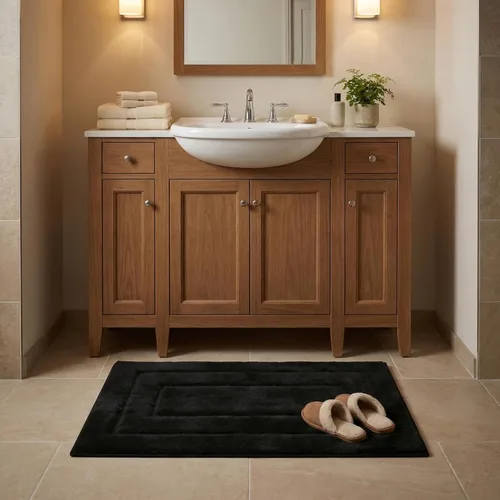 Miniatura 3 de GRANNY SAYS Alfombra de baño negra, alfombras de baño antideslizantes para baño, súper suaves y absorbentes de agua, alfombras de baño de Negro