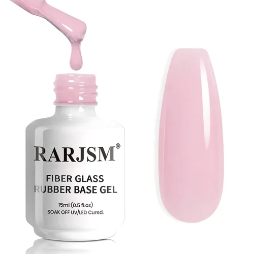 Miniatura 10 de RARJSM Esmalte de uñas de gel con base de goma de fibra de vidrio rosa y flor de cerezo desnudo, para reparar uñas rotas, fortalecedor, capa base