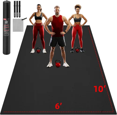GymCope Alfombrilla de ejercicio extra grande, 10'x6'/9'x6'/8'x6'/7'x5'/6'x4'(8mm) Gruesa Alfombrilla de entrenamiento para piso de gimnasio en casa